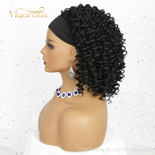 Wholesale Cheap Wrap Short Elastic Fashion Kinky Curly Lady Supplier Daily Party Soft Headband Synthetic Wig